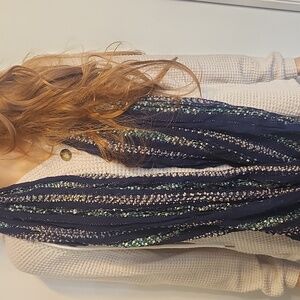 Mixit Blue and Black Textured Scarf